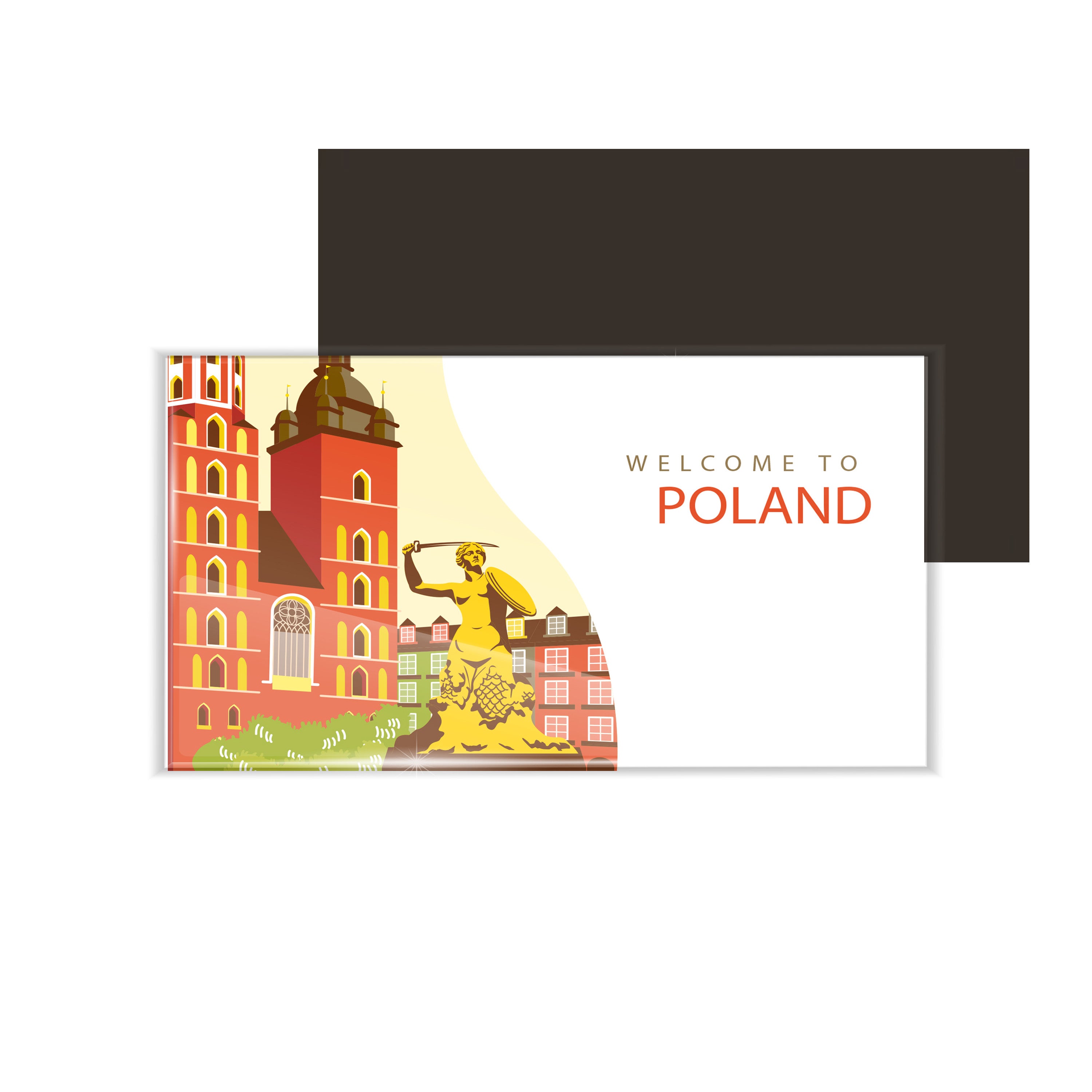 dhcrafts Fridge Magnet Rectangle Acrylic Glass (8.6 x 5.4 cm) Multicolor Travel Poland Design Pack of 1